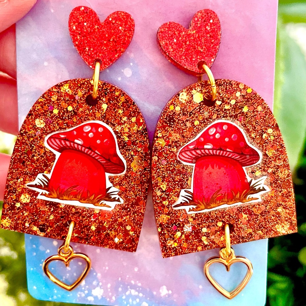 Acrylic Mushroom Dangle Earrings